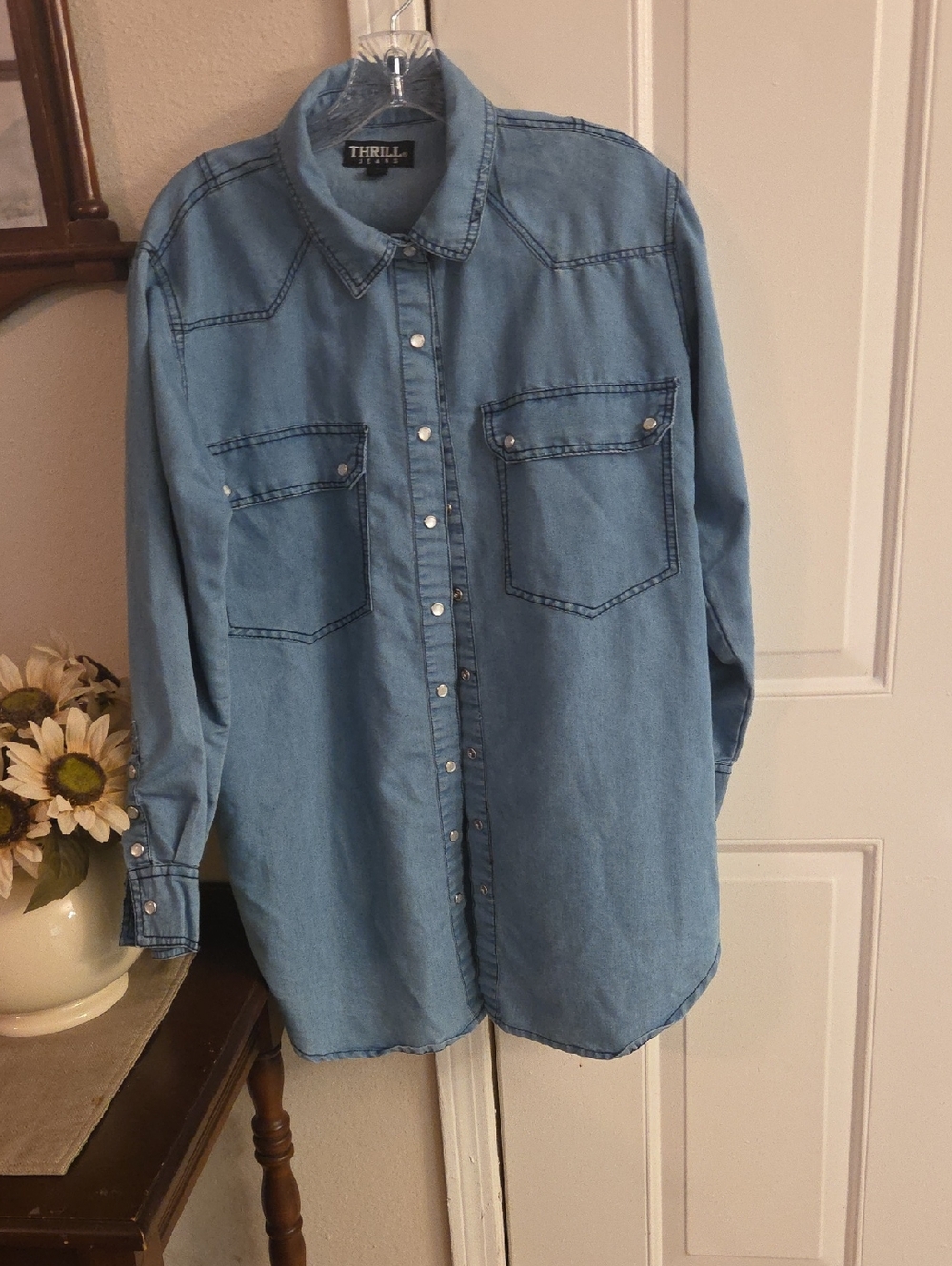 Thrill Jeans Light Blue Denim Button-Up Shirt XL